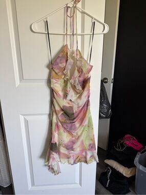 Forever 21 Pastel Floral Halter Dress in Pink, Green & Cream